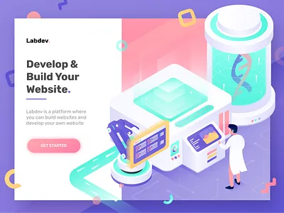 Develop and Build Website - Landing Page build clean design develop gradient header home human illustration interface isometric lab landing landing page noansa sciencefiction ui vector web website