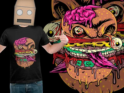 Zombie Burger apparel design artwork branding dark design hamburger illustration merch skeleton skull tees tshirt zombie