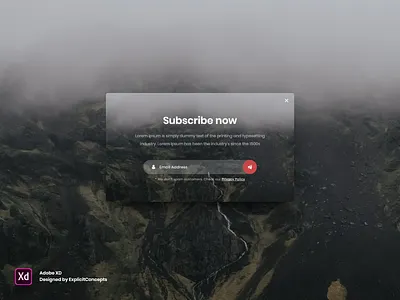 Subscribe Popup - Adobe XD adobe xd animation app branding envato flat icon illustration illustrator light box logo minimal popups themeforest type typography unbounce ux vector website