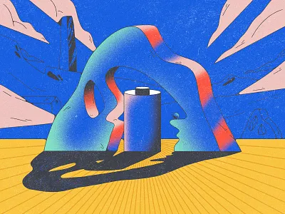surreal landscape abstract character color composition design dribbble experimentation faces gradients illustration ladscape scene shapes surrealism web