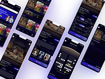 Movie Ticket Booking App UI bookingapp cinemabooking eventbooking figmadesign graphic design mobileapp modernui movieticket onlinebooking reservationapp theaterbooking ticket ticket booking ticketapp ticketreservation ui uitrends uxformovies uxuidesign