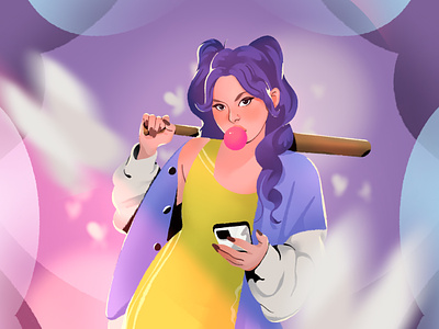 ✖ Baseball babe ✖ baseball character cute digital illustration girl illustration procreate sports texture woman