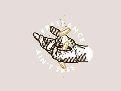 Freelance Ain't Free coins drawing free freelance hand line art linework