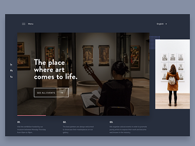 Museum | Hero concept clean design color design interface design landing page layout museum hero design site typography ui ux web web design webpage website
