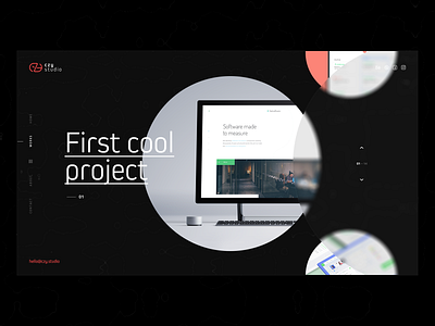 Czy studio #1 blurred circle design clean dark background design experience homepage portfolio portfolio design studio typography ui ux web website