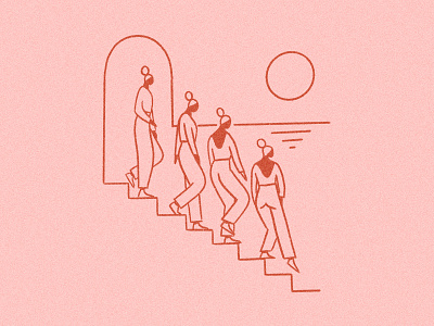 Escalier down horizon stairs steps sun