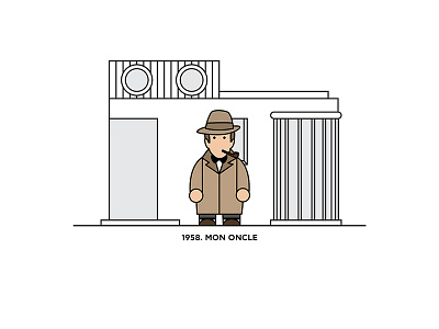 1958 - Mon Uncle character cinema design figure film flat illustration minimal movies vector