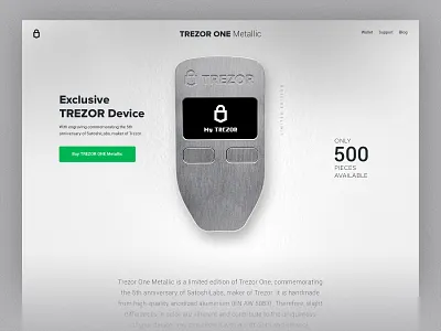 Trezor One Metallic - microsite header btc crypto currency graphic design header microsite minimal steel trezor trezor one ui wallet web design webdesign website