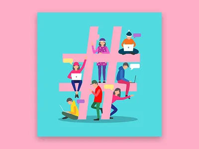 Social Media Symbol Hashtag Flat Design app branding design designer icon illustration interface landing page layout logo typography ui uidesign ux vector web webdesign website