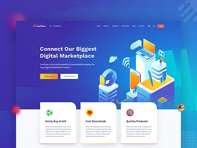 Digital Marketplace Header Style V1 authors digital exploration hero section javascript marketplace online marketplace responsive shop shopping cart sign website store wireframe