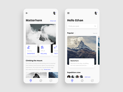 Hiking app design hiking mountain travel ui ux