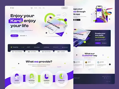 Banking Landing Page animation bank card design interaction landing page ui uiux ux website