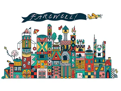 Tiny Town Illustration apartments crazy town farewell fun colors graphic design houses illustration tiny town