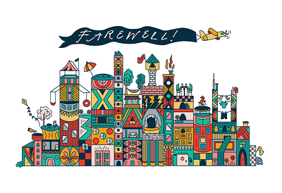 Tiny Town Illustration apartments crazy town farewell fun colors graphic design houses illustration tiny town