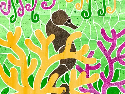 Japanese Seahorse cute fish illustration illustration art japanese ocean sea seahorse sealife water