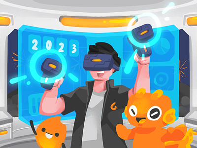 Ready 2023 Illustration 🎉 2023 ar artwork augmented reality celebration character drawing end of year fire firework graphic design illustration lcd mascot movies nft party virtual virtual reality vr