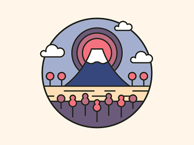 Mt Fuji Badge clean design flat forest fuji hiking icon illustration illustrator japan japanese landscape minimal mountain mt fuji nature outdoor badge outdoors vector