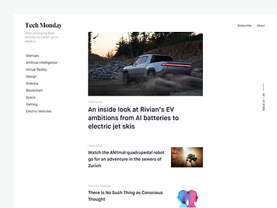 Tech Monday android article blog landing page magazine typography web web design