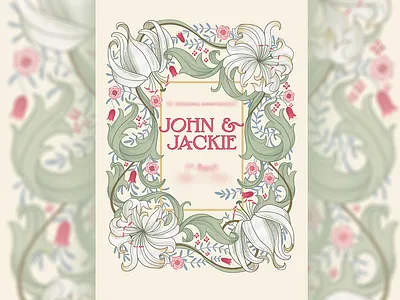 "Arts & Crafts" movement inspired invitation arts and crafts design flora graphic graphic art lilly vintage art