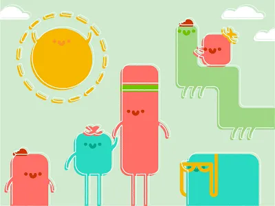 April Friends cute friends friendship geometric happy kawaii minimal shapes simple spring summer texture