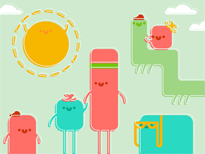April Friends cute friends friendship geometric happy kawaii minimal shapes simple spring summer texture