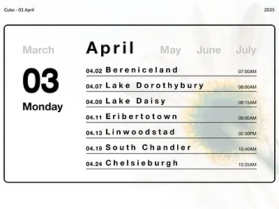Calendar app design typography ui web website