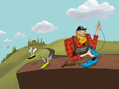 Shoe Cobbler bicycle bike bikes cobbler cycling illustration shoes