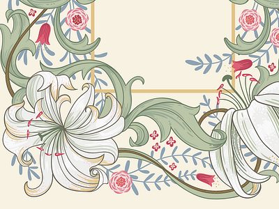 "Arts & Crafts" movement inspired invitation (crop) art artscrafts floral graphics lilly vector vintage art