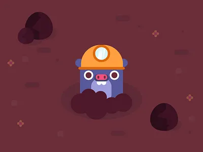 Dig deeper! cave character design cute dirt flat design illustration miner mole mud