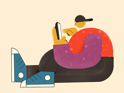 Cool guy with phone abstract character geometric illustration minimalist phone procreate simple tennis