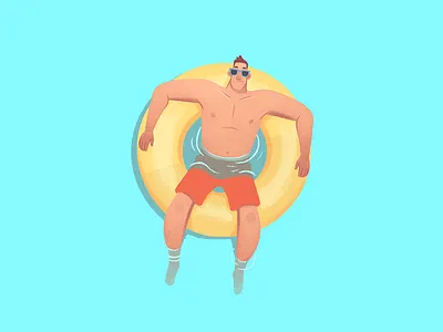 Tuber character design digital float illustration photoshop river summer tubing vacation