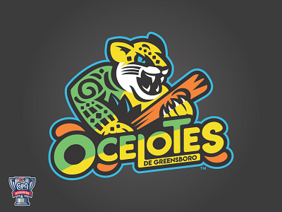 Ocelotes de Greensboro Primary Logo baseball copa design greensboro logo milb north carolina ocelotes sports