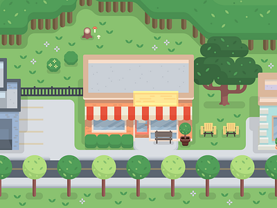 Little Restaurant digital illustration flat flat design flat illustration illustration map design overhead overworld restaurant