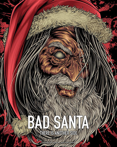 BAD SANTA ILLUSTRATION FOR HOODIE album cover apparel art artwork band merch christmas dark art design digital art digital illustration drawing graphic design graphic designer hoodie horror illustration logo santa claus zombie