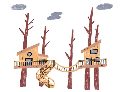 Tree House Village art drawing house illustration metropark nature ohio parks toledo tree village