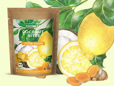 Lemon & curcuma cookies package design design food illustation package package design watercolor