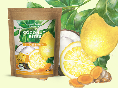 Lemon & curcuma cookies package design design food illustation package package design watercolor