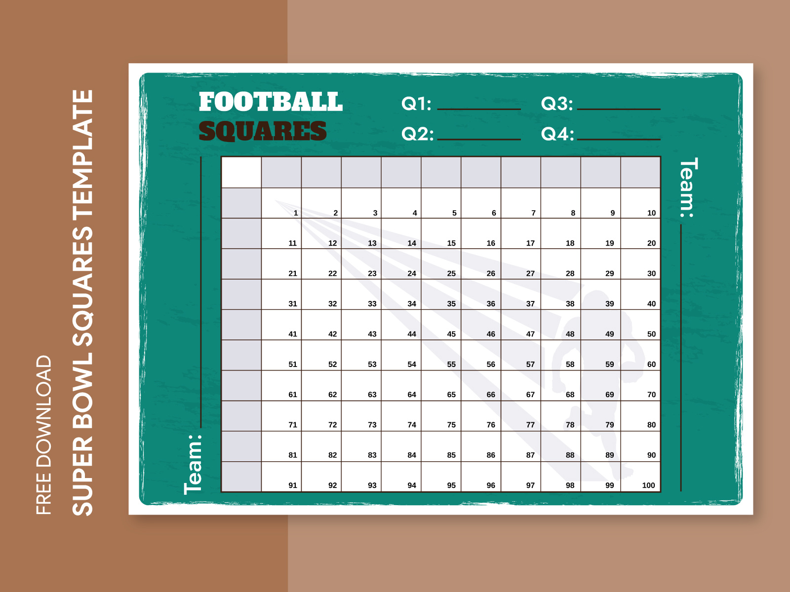 Super Bowl Squares With Numbers Free Google Docs Template by Free