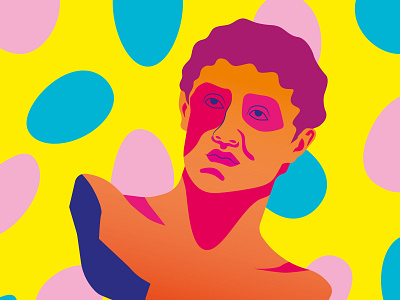 Antiquity color illustration pop art statue vibrant vivid