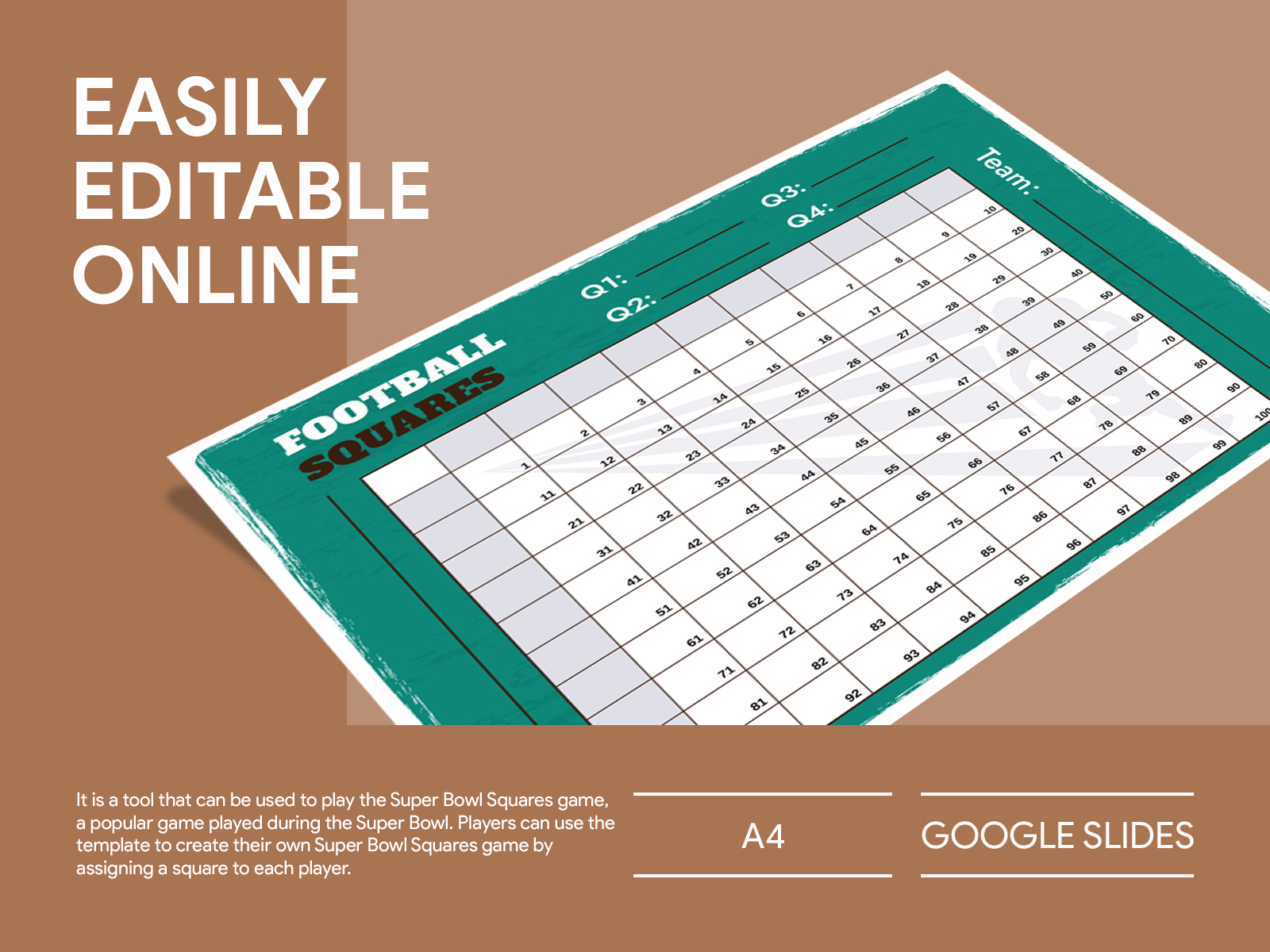 Super Bowl Squares With Numbers Free Google Docs Template 