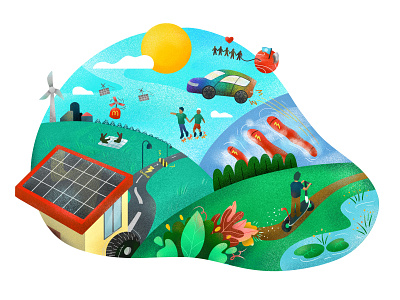 Part 3 - The Future drones flourish future illustration kids illustration mars rainbow car renewable energy solar energy