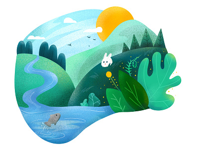 Part 1 - The Past bunny fish foliage illustration kids illustration nature