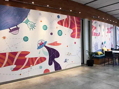 Intergalactic Wall Mural pt 2 design graphic design mural office space