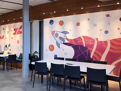 Intergalactic Wall Mural pt 1 design graphic design mural office space