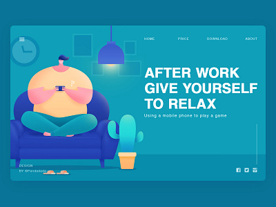 Play a game boy droplight game illustration leisure life plant relax sofa ui