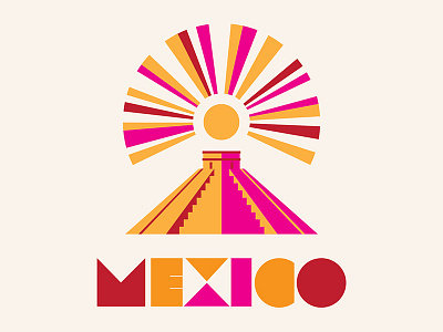 Mexico Ruin poster architecture chichen itza design geometric illustration illustrator mark mayan mexico ruin sun travel travel poster typography vector