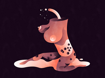 Boba Tea | “波霸”奶茶 boba boobs chinese design flat fourchars girl idiom illustration vector