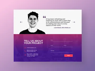Testimonial and contact form contact form portrait testimonial ui user interface design web design web site
