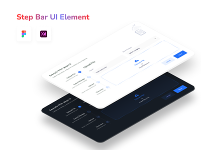 Step Bar UI Element app app design branding dashboard minimal progress bar step bar steps trend ui ui design ui kit ui ux upload uploader web design