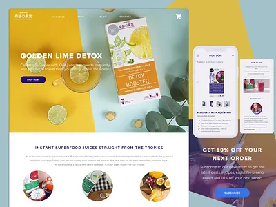 Web and mobile design for Doki Doki Superfood Juice design health juice